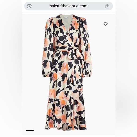 Tanya Taylor Watercolor Geranium-printed Long Sleeve Blaire Dress, no size - Picture 1 of 14